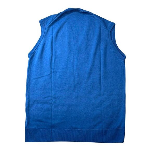 James Pringle Weavers Blue Sleeveless Vest Large 100% Pure Wool British Isles - Picture 4 of 7